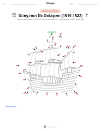 Dünyanın İlk Çevresini Dolaşma (1519–1522) yazdırılabilir çalışma sayfası önizlemesi