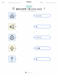史上初の世界一周航海 (1519–1522) の子供向け印刷可能ワークシート