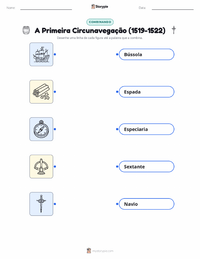 Folha de atividades imprimível A Primeira Circunavegação da Terra (1519–1522) para crianças