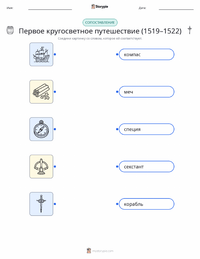 Первое кругосветное плавание (1519–1522) предварительный просмотр распечатываемого рабочего листа