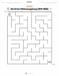 Die erste Weltumsegelung (1519–1522) druckbare Arbeitsblatt Vorschau