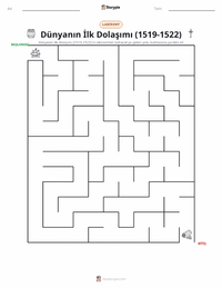 Dünyanın İlk Çevresini Dolaşma (1519–1522) yazdırılabilir çalışma sayfası önizlemesi