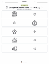 Dünyanın İlk Çevresini Dolaşma (1519–1522) yazdırılabilir çalışma sayfası önizlemesi