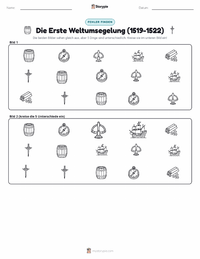 Die erste Weltumsegelung (1519–1522) druckbare Arbeitsblatt Vorschau