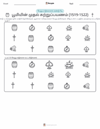 பூமியின் முதல் உலகச் சுற்றுப்பயணம் (1519–1522) அச்சிடக்கூடிய வேலைப்பதிவின் முன்னோட்டம்