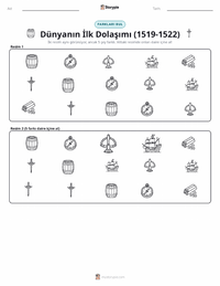 Dünyanın İlk Çevresini Dolaşma (1519–1522) yazdırılabilir çalışma sayfası önizlemesi