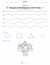 Dünyanın İlk Çevresini Dolaşma (1519–1522) yazdırılabilir çalışma sayfası önizlemesi