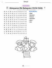 Dünyanın İlk Çevresini Dolaşma (1519–1522) yazdırılabilir çalışma sayfası önizlemesi