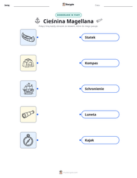 Podgląd drukowalnego arkusza ćwiczeń Cieśnina Magellana