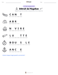 Aperçu de la feuille de travail imprimable Détroit de Magellan