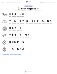 Prabaca lembar kerja cetak Selat Magellan