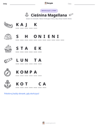 Podgląd drukowalnego arkusza ćwiczeń Cieśnina Magellana