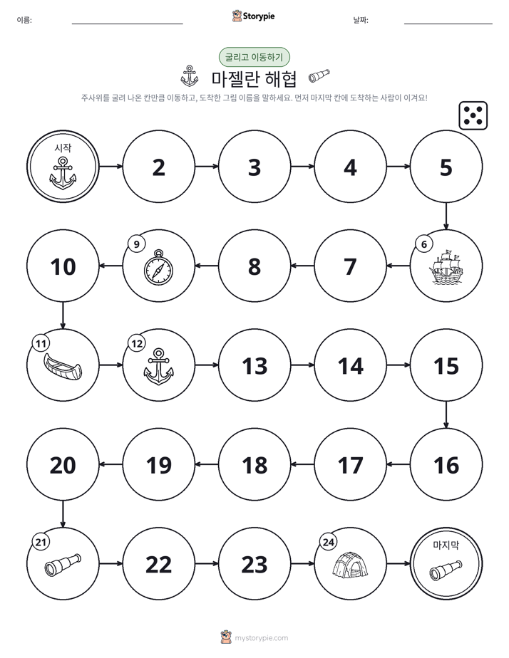 주사위 굴리고 이동하기 게임