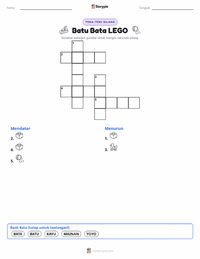Prabaca lembar kerja cetak Bata LEGO