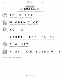 LEGO Brick printable worksheet for kids