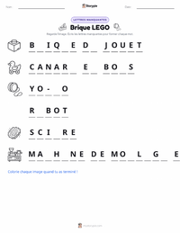 Feuille de travail imprimable Brique LEGO pour les enfants