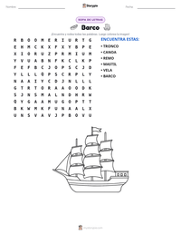 Vista previa de la hoja de trabajo imprimible de Barco