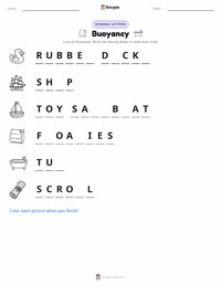 Buoyancy printable worksheet preview