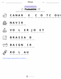 Aperçu de la feuille de travail imprimable Flottabilité