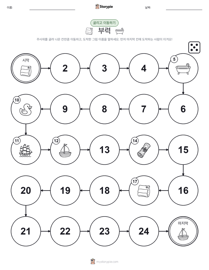 주사위 굴리고 이동하기 게임