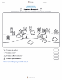 Prabaca lembar kerja cetak Post-it Note