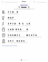 Kevlar printable worksheet preview