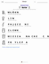 Podgląd drukowalnego arkusza ćwiczeń Kevlar