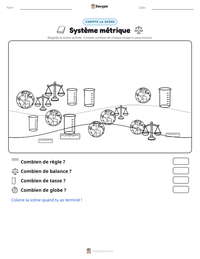 Aperçu de la feuille de travail imprimable Système métrique