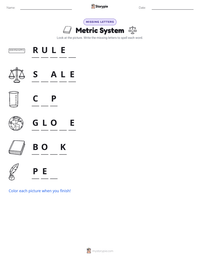 Metric System printable worksheet preview