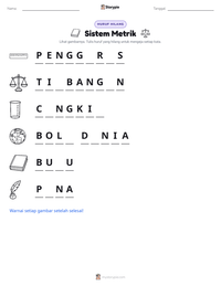 Prabaca lembar kerja cetak Sistem Metrik