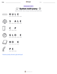 Podgląd drukowalnego arkusza ćwiczeń System metryczny