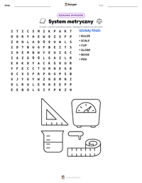 Podgląd drukowalnego arkusza ćwiczeń System metryczny