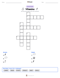Vitamins printable worksheet preview