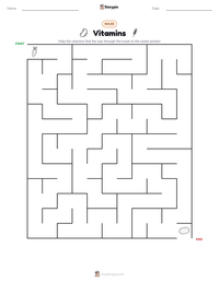 Vitamins printable worksheet preview