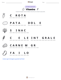 Anteprima della scheda stampabile di Vitamine