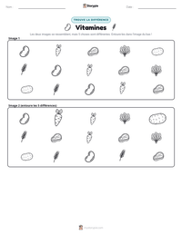 Aperçu de la feuille de travail imprimable Vitamines