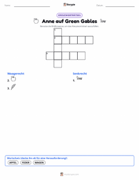 Anne auf Green Gables (Roman) druckbare Arbeitsblatt Vorschau