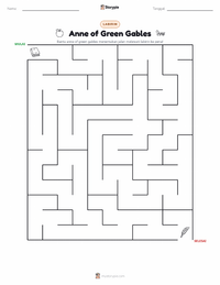 Prabaca lembar kerja cetak Anne of Green Gables (novel)