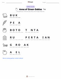 Prabaca lembar kerja cetak Anne of Green Gables (novel)
