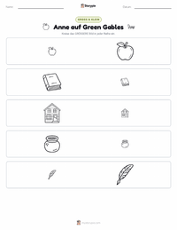 Anne auf Green Gables (Roman) druckbare Arbeitsblatt Vorschau