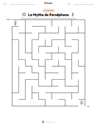 Aperçu de la feuille de travail imprimable Le Mythe de Perséphone