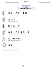 Anne Shirley printable worksheet preview