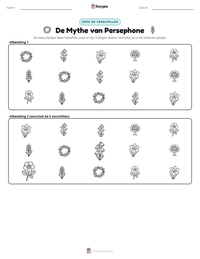 De Mythe van Persephone afdrukbare werkblad voorbeeld