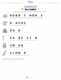 Der Hobbit druckbare Arbeitsblatt Vorschau