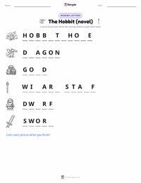 The Hobbit (novel) printable worksheet preview