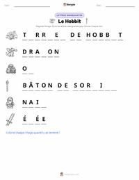 Aperçu de la feuille de travail imprimable Le Hobbit