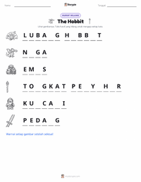 Prabaca lembar kerja cetak The Hobbit