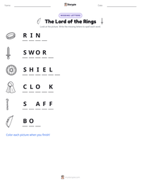 The Lord of the Rings printable worksheet preview