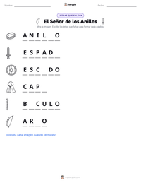 Vista previa de la hoja de trabajo imprimible de El Señor de los Anillos