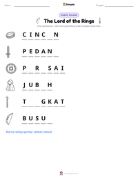 Prabaca lembar kerja cetak The Lord of the Rings